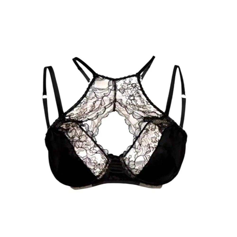 Else Women's 36A Black Yasmin Harness Racerback Underwire Satin Lace Bra